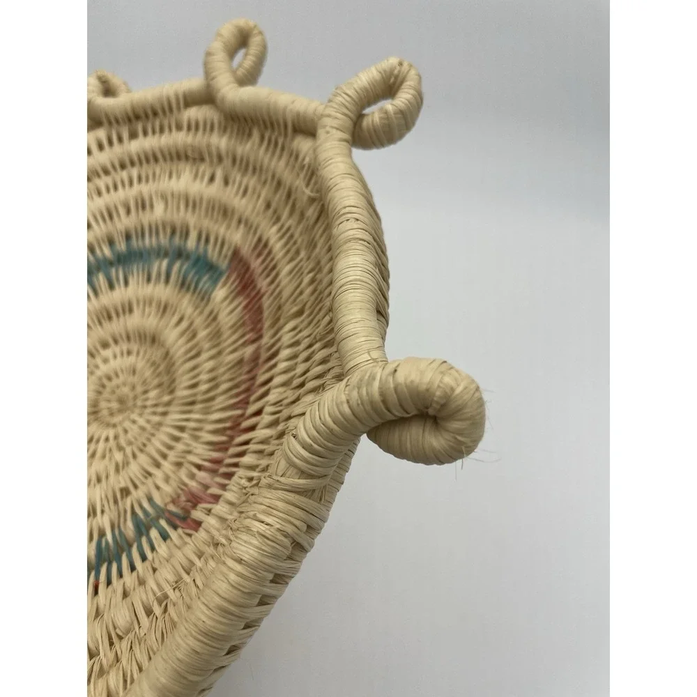 Vintage Handwoven Coiled Basket Twisted Loop Rim‎ 10